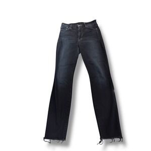 Mother High Waisted Looker Ankle Fray Denim Jeans 26 Last Call Dark Wash Minimal